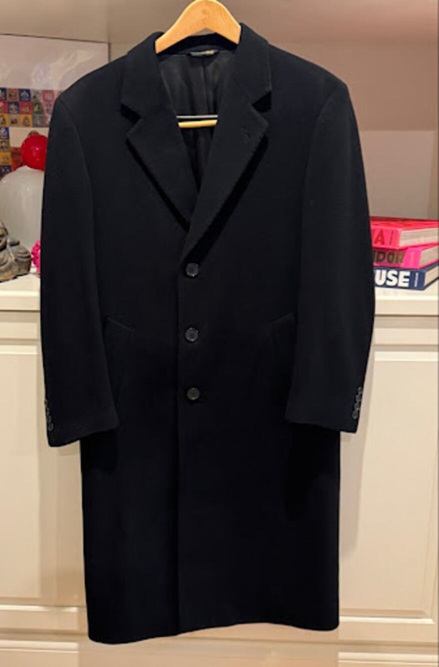 Vintage Metropolitan View Bloomingdale's Italy Wool Cashmere Overcoat Black 36R